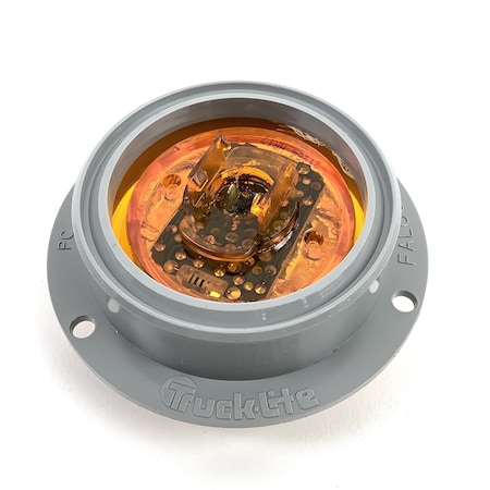 Truck-Lite High Profile, Led, Yellow Round, 8 Diode, Marker Clearance Light, Pc, Gray 10379Y